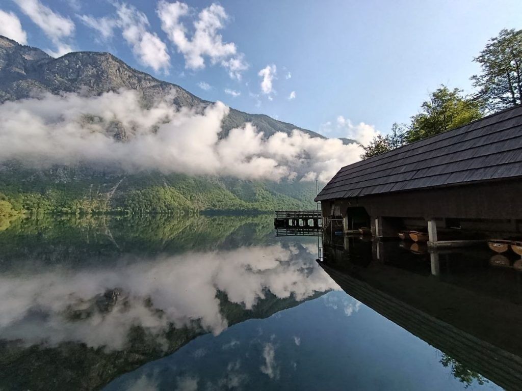 vista sul Lago Bohinj dal campeggio